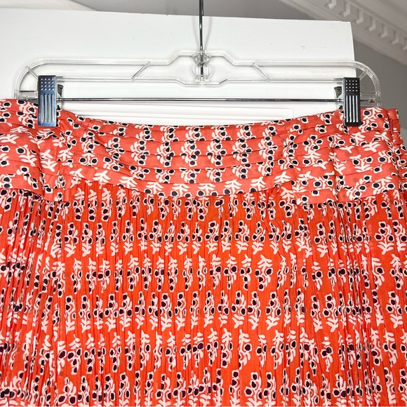 Tory Burch Pleated Orange and White Maxi Skirt - Picture 2 of 5